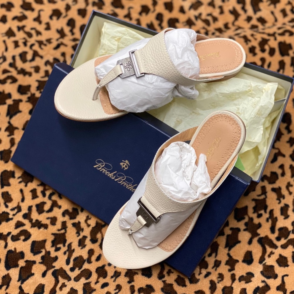 Tumbled Calfskin Thong Sandals